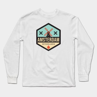Amsterdam Windmill Badge XXX Long Sleeve T-Shirt
